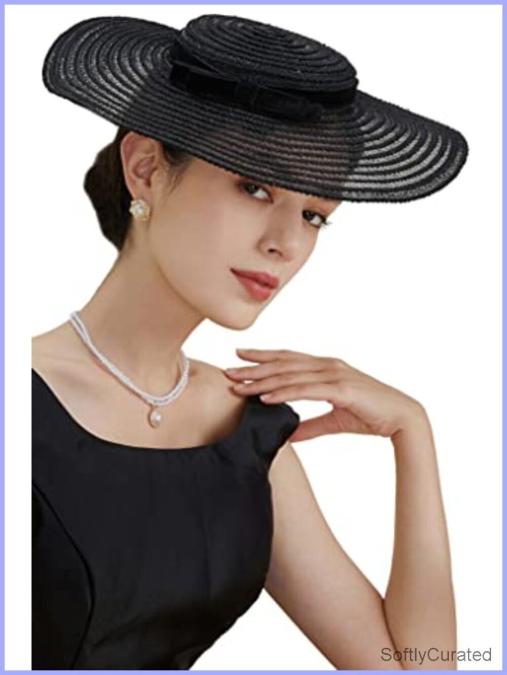 Vintage Wide Brim Fascinator Hat for Wedding Derby Tea Party